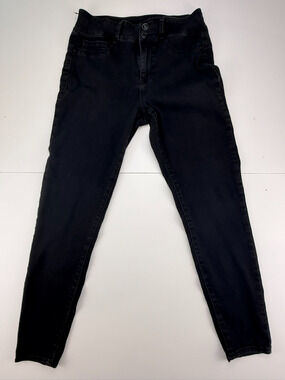 Seven7 Women's High Rise Skinny Jeans Size 12 Black Double Button Stretch Denim
